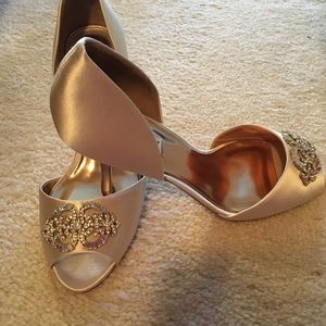 Badgley Mischka ivory embellished heels